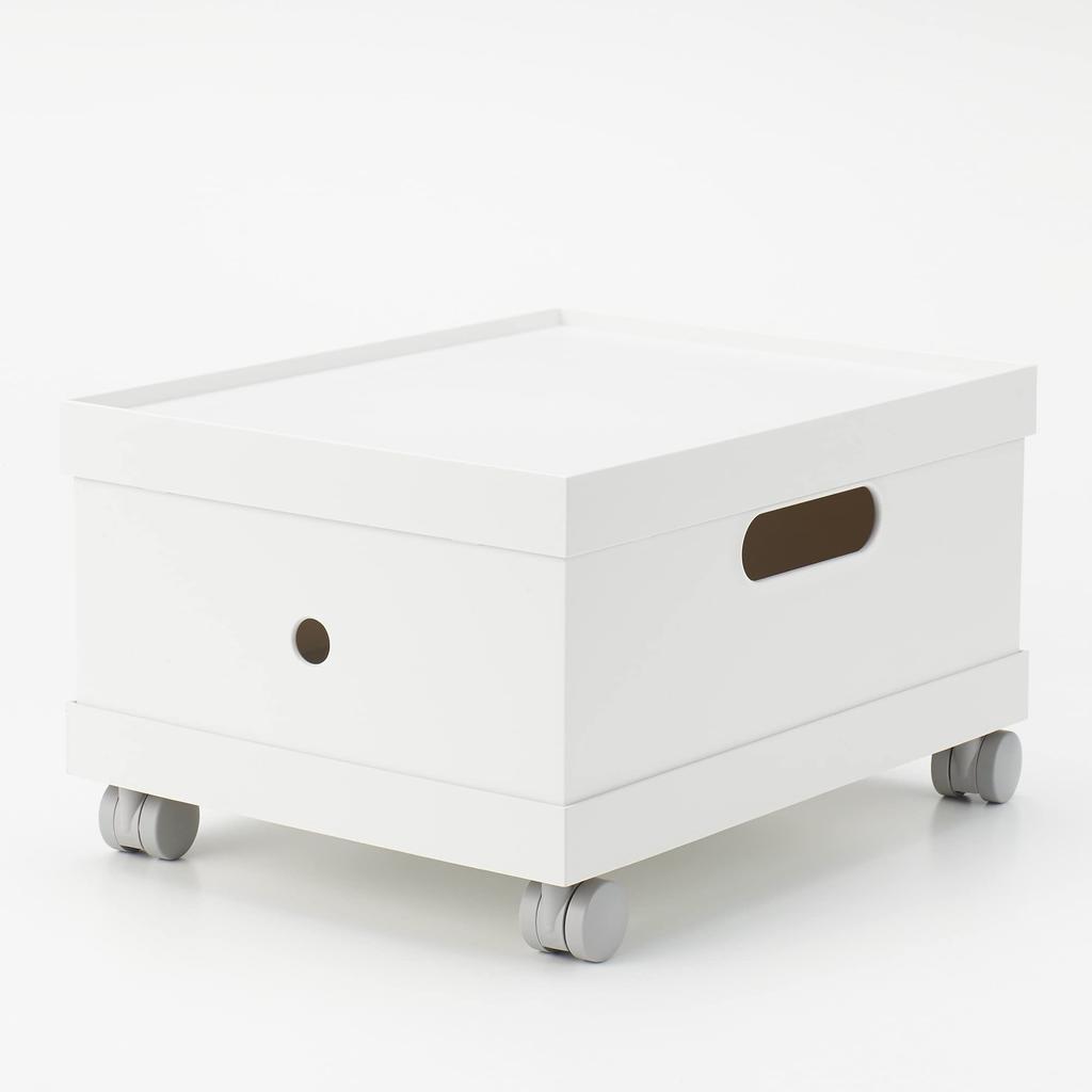 MUJI Polypropylene File Box Lid with Caster White 44902868 Standard, Attachment, Gray,