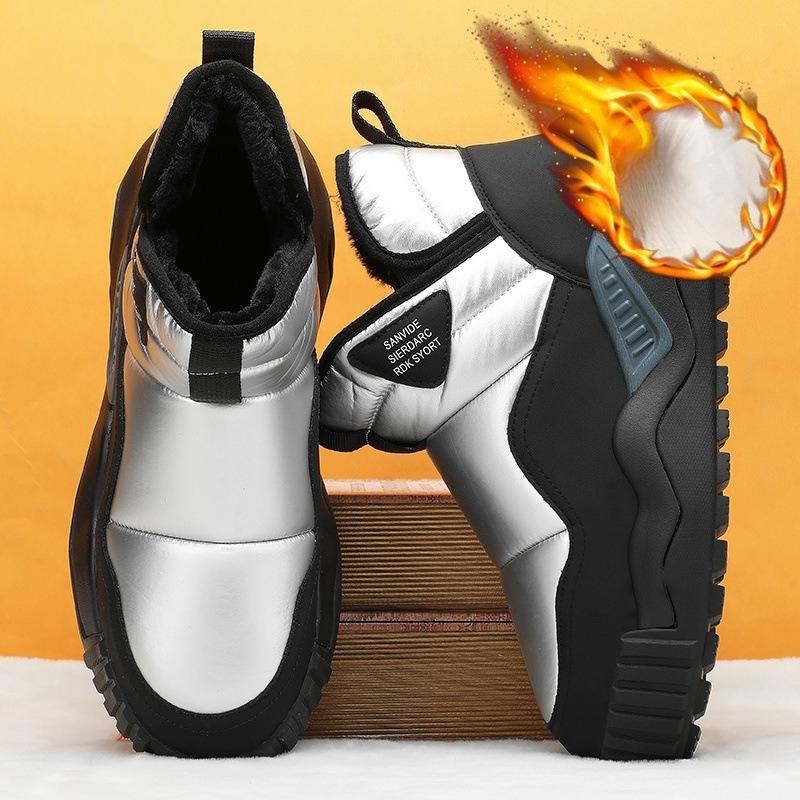 Botas de Neve Novo Estilo para Homens - Botas Acolchoadas e Grossas, Sapatos Antiderrapantes, Sapatos de Algodão