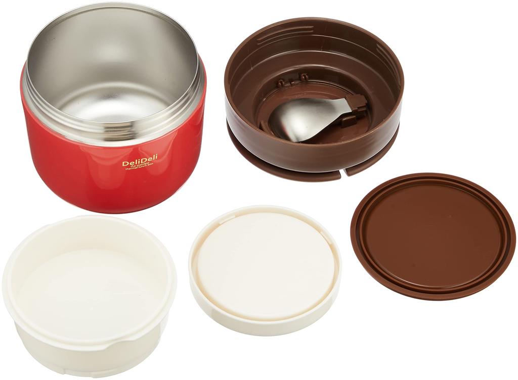 Pearl Metal Donburi Lunch with Deli Box, 390mm, Spoon, Red, Deli, HB-3323