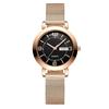 Women's Watch with Stainless Steel Strap, Calendar, and Luminous Light (Black)