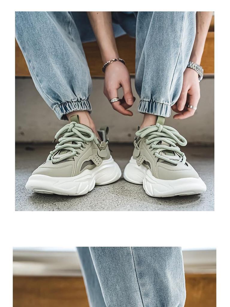 Dad's Spring 2025 Men's Breathable Trendy Thick-Soled Running Sneakers Casual Shoes