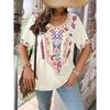 T-shirt Stampata con Fantasia Retrò alla Moda Larga a Maniche Corte Girocollo Versatile Comoda T-shirt da Donna Scollo a V