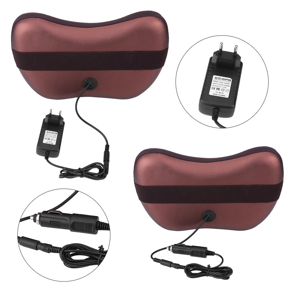 8 Kneading Rollers Heating Neck Shoulder Back Massage Pillow Cushion Brown European Standard