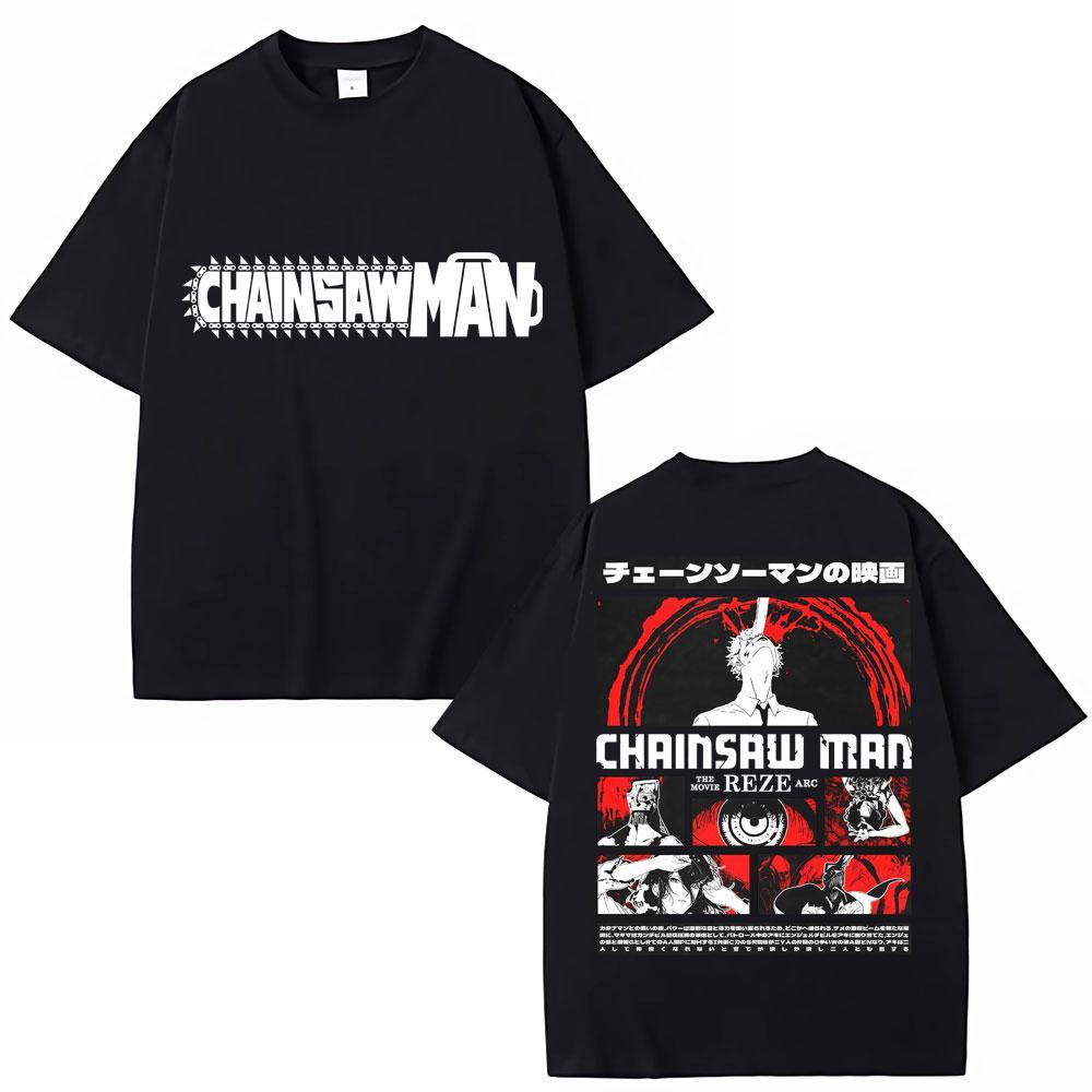 

90s Japanese Anime Chainsaw Man Graphic T Shirt Men Women Fashion Vintage Cartoon Tshirt Oversized Cotton Summer T-shirts S