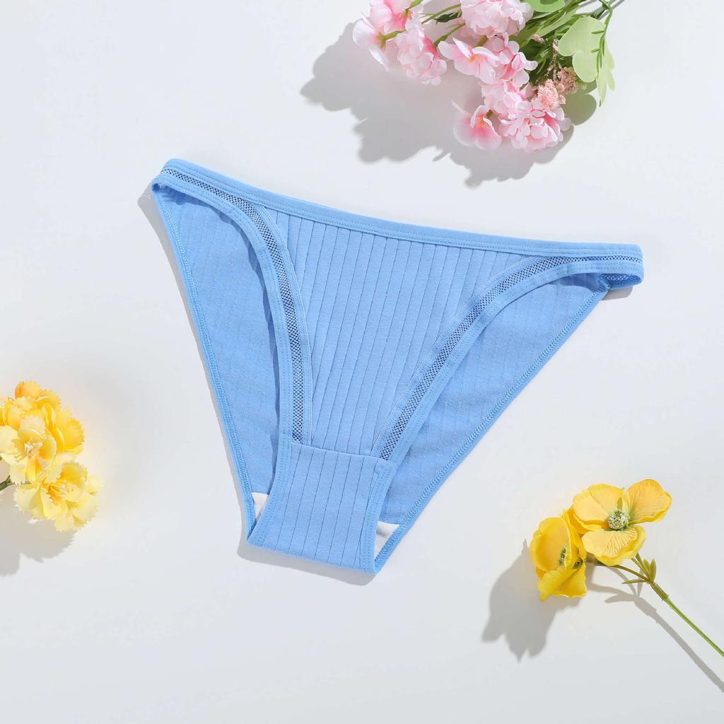 Ladies Spring and Summer New Lace Cotton Pull Needle Double File Belly Breathable Low Waisted Briefs