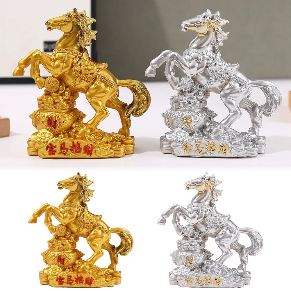 Chinese Traditional Resin Horse Statue Feng Shui Wealth Animal Decoration Home Office Crafts Sculpture Fortune Deskt L9L6