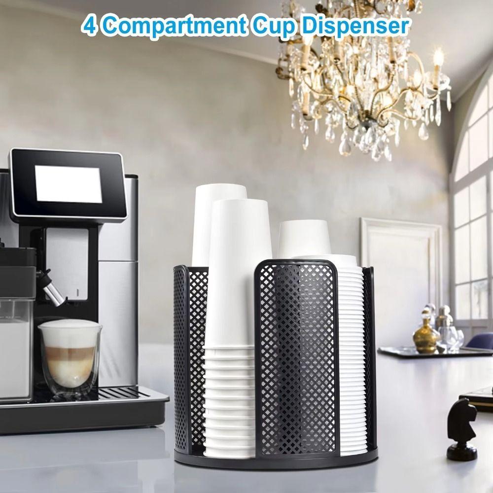 4 Compartments Coffee Cup Dispenser Removable Paper Cup Holder Cup Storage Rack  Countertop Use