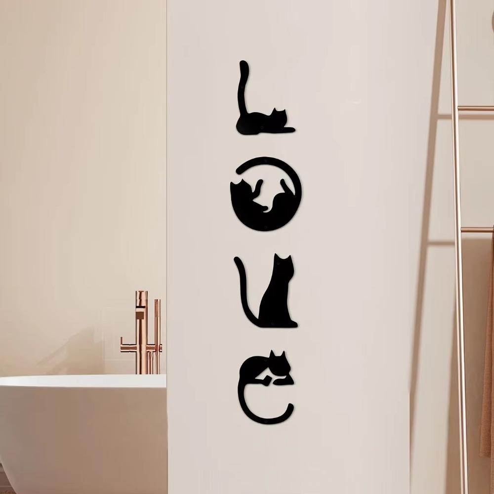 4pcs/set Cute Cat Metal Wall Decor - Abstract Home Wall Art for Room Decoration. Gothic Style, Ideal for Valentine's Day