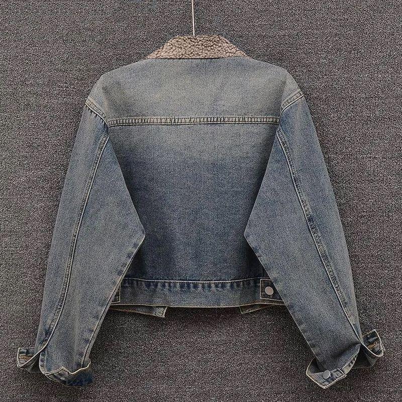Fleece Thickened Denim Jacket Women's Short New Autumn and Winter Loose Versatile Jacket