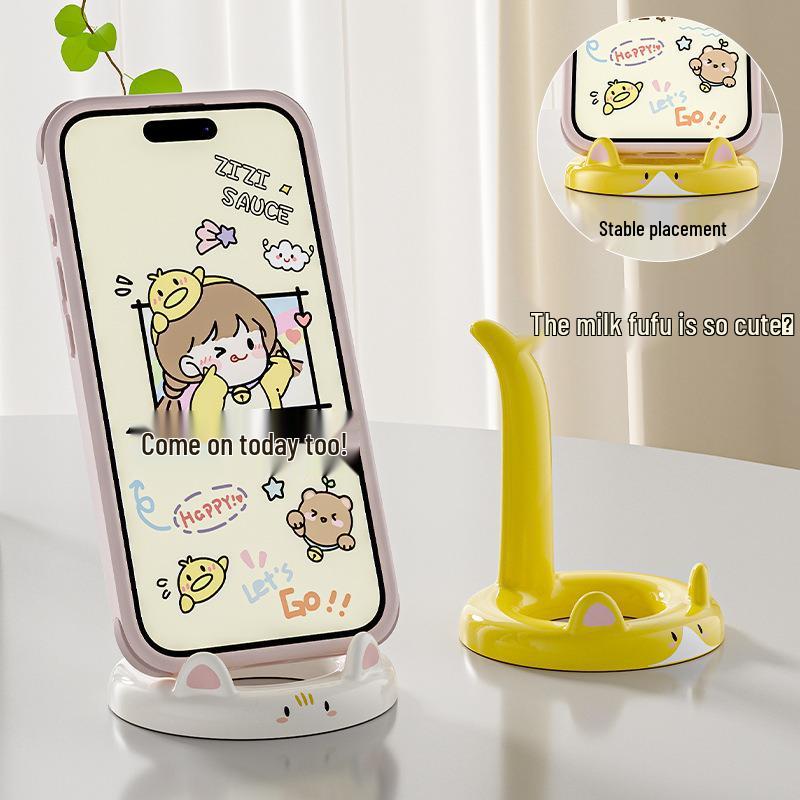 Adjustable Cartoon Kitten Phone Stand - Portable and Multifunctional Holder for Binge-Watching