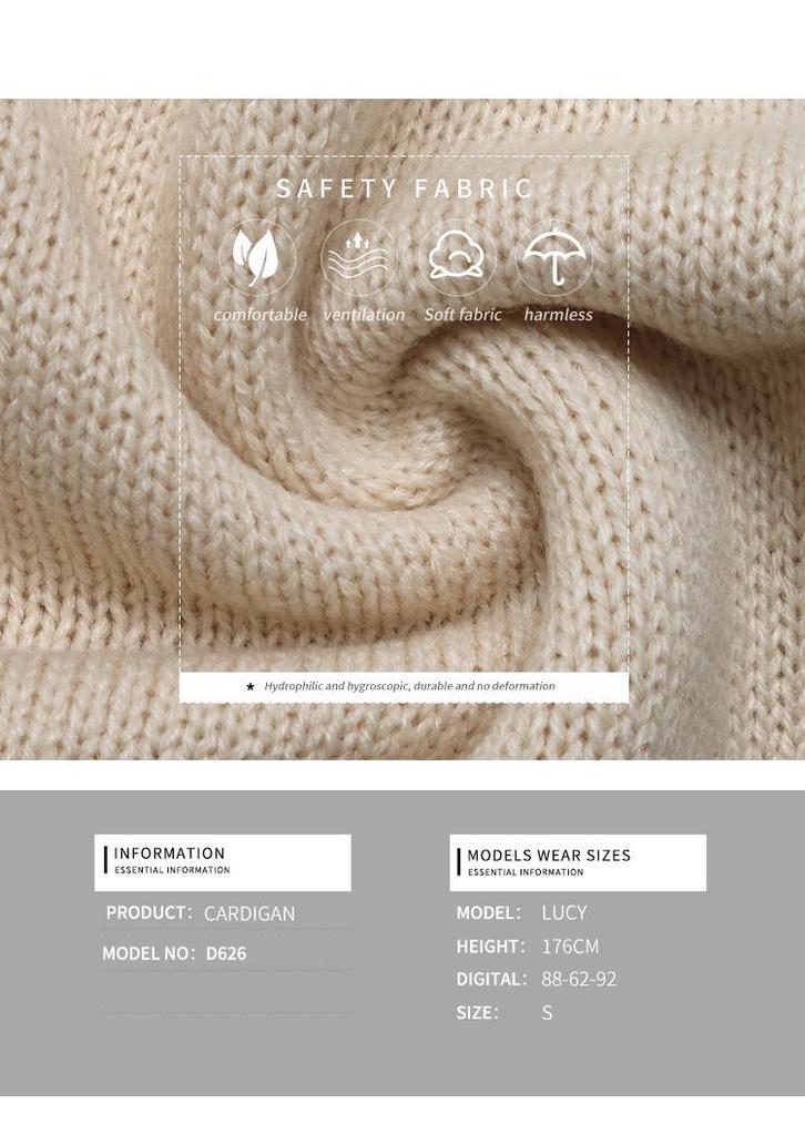 2026 Autumn/Winter Casual Retro Lace-up Round Neck Knit Cardigan for Women