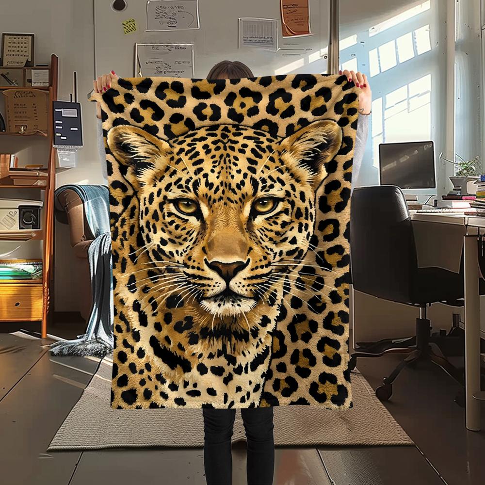 Filz Panda Wolf Leopard Kaninchen Druck Flanelldecke, Hohe Qualität, Bequem für alle Jahreszeiten, Heimdekoration, Wärme und Komfort, Perfekt für Weihnachtsgeschenke