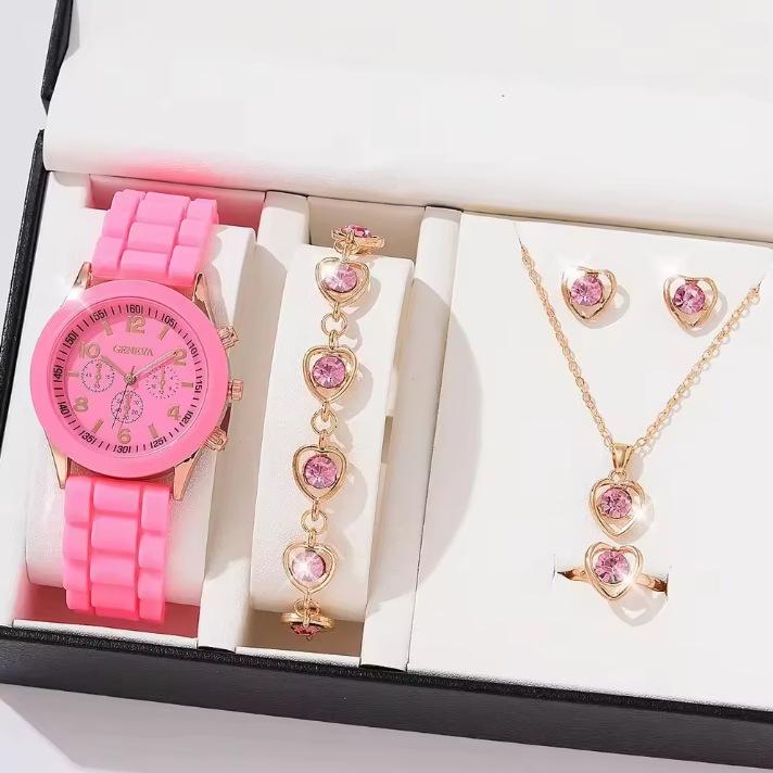 Simple And Versatile Fashion Women'S Watch 5Pcsset Boutique Gift Set For Women