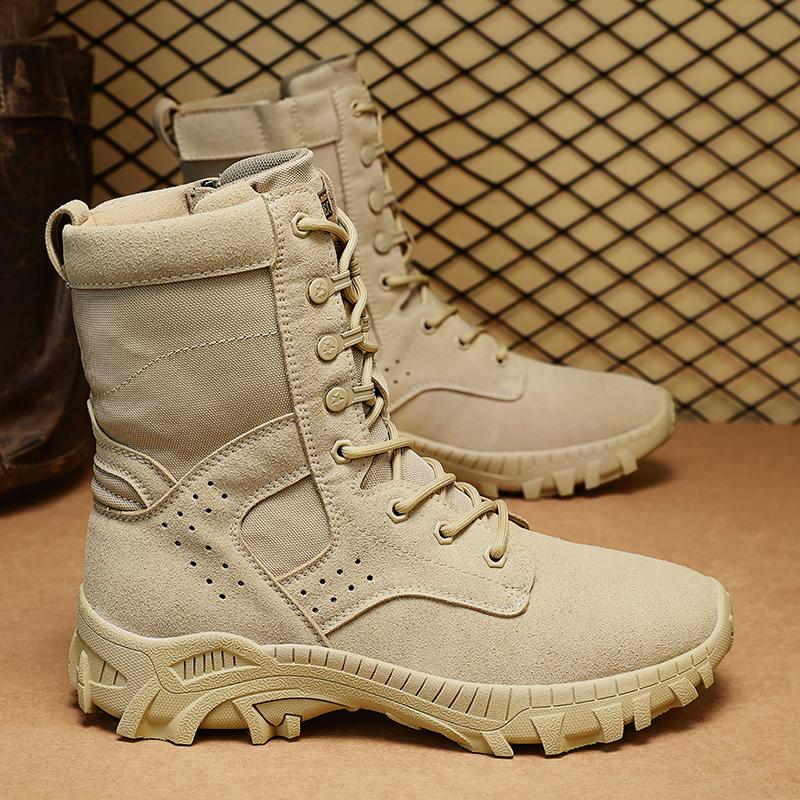 Luxury Men's High-top Boots Waterproof Anti-skid Wear-resistant Shoes Fashion Side Zipper Shoe Outdoor Climb Work Plus Velvet To Keep Warm Hiking Boot