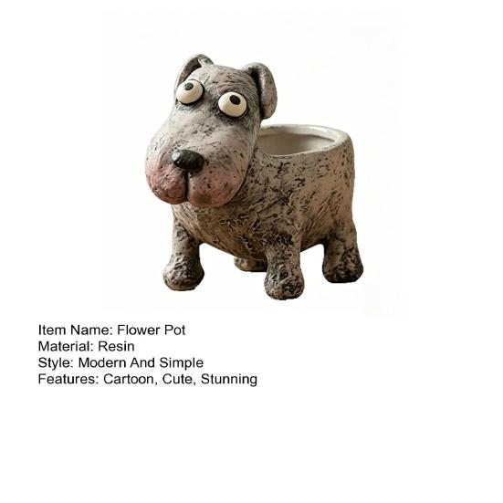 Small Animal Planter Pot Cartoon Frog/Crocodile/Dog Flower Pot Cute Decorative Cactus Pot for Home Office Desk Garden Decor