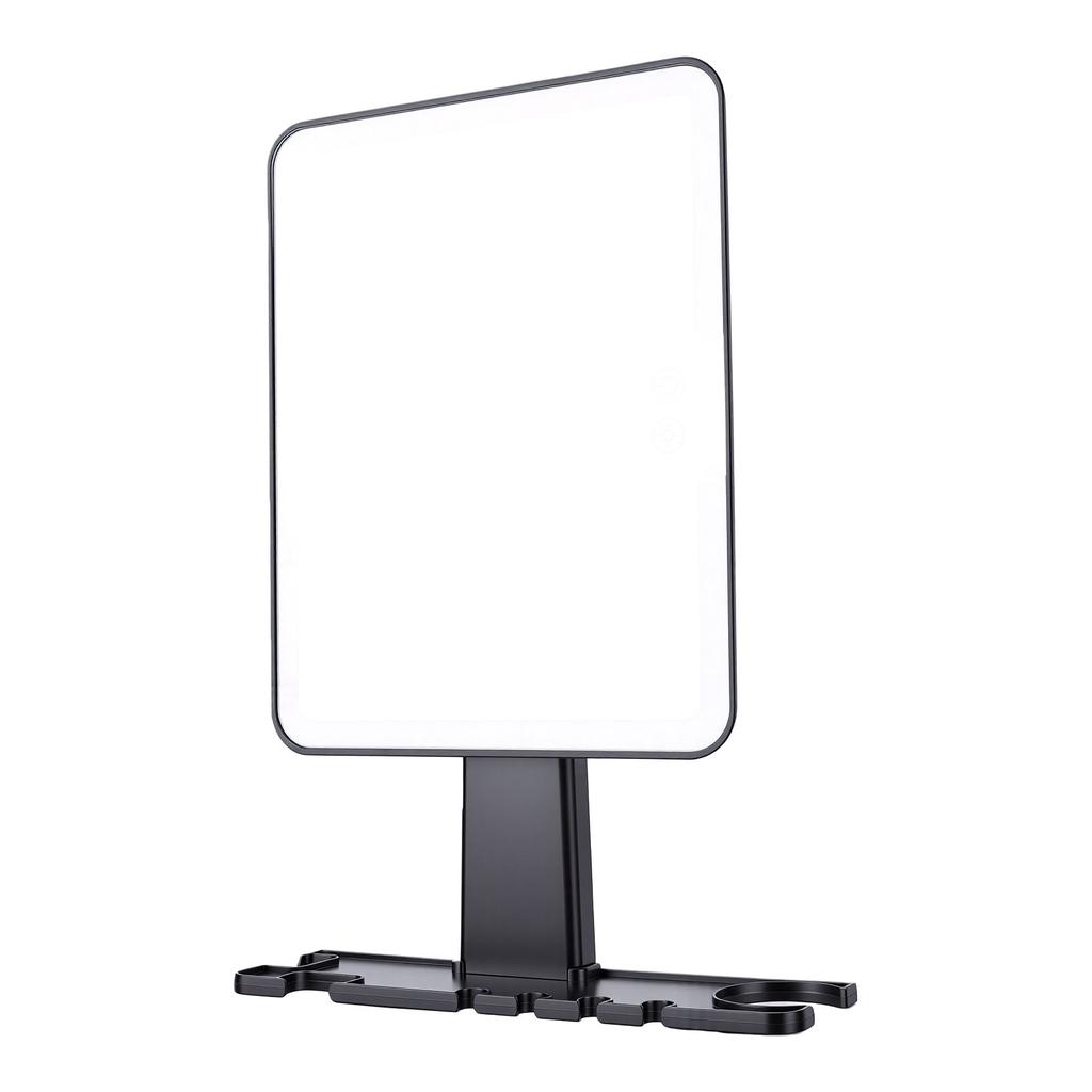 Shower Mirror Touch Control 3 Color Lights No Drilling Installation Water Proof Fogless Shower Mirror for Bathroom Black