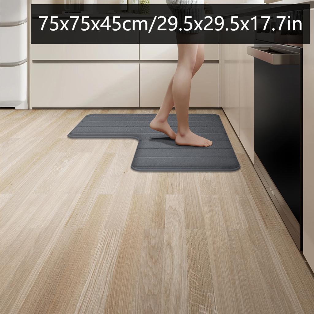 L-Shaped Flannel Kitchen Carpet Restaurant Large Size Non-Slip Floor Mat Door Absorbent Mat Entrance Mat Premium