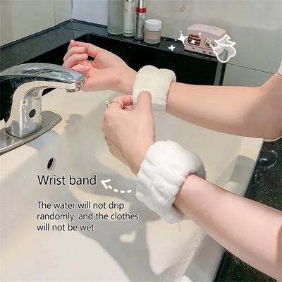 1 Pair Wrist Washing Belt Soft Cotton Towel Washing Face Hand Towel With Water Absorption Prevent Wetness Wrist Washband Towel
