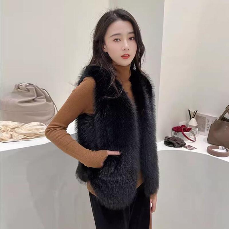 Winter Small New Collar Imitation Fox Fur Korean Version Versatile Simple Short Fur Vest Woman