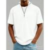 Herren Casual Einfarbiges T-Shirt mit halbem Reißverschluss, Stehkragen und kurzen Ärmeln