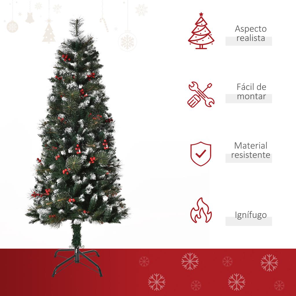 Artificial Christmas Tree with Snow 150cm with 360 Branches 38 Berries Indoor Christmas Decoration Green