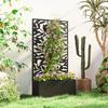 Metal Garden Bed with Trellis, Wall Mounted or Freestanding Raised Planter with Privacy Panel, Black