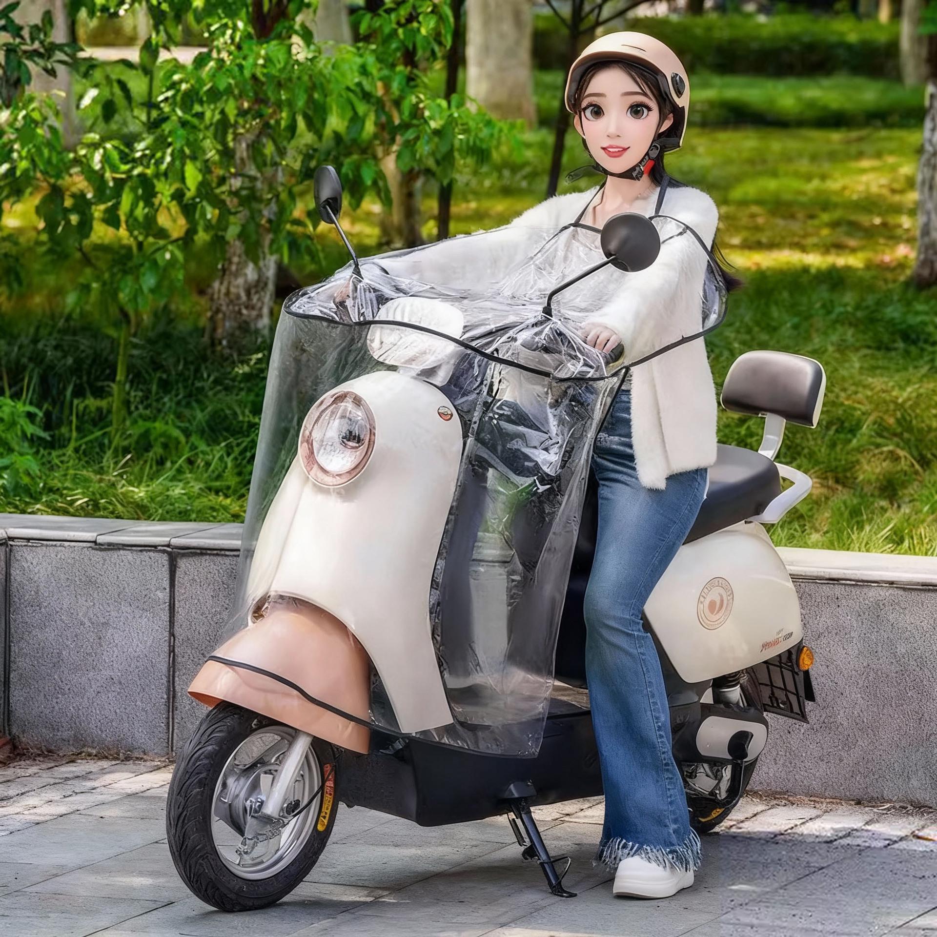 

Waterproof Electric Vehicle Cover: Full, Enlarged Poncho Style Protects Headstock & Center Console, Compatible with Windshield.