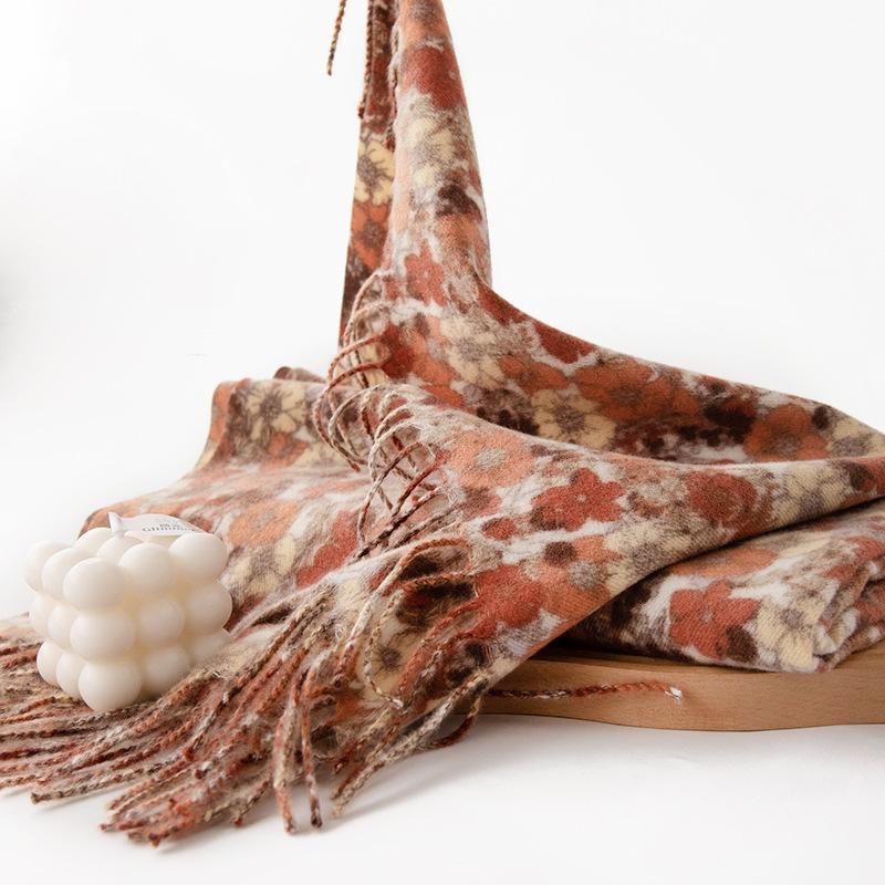 2024 Herbst/Winter Neuer Kaschmir-Imitat Schal Warm Bedruckt Nackenschutz Stola Damen Europäische Und Amerikanische Mode Pendler Schal