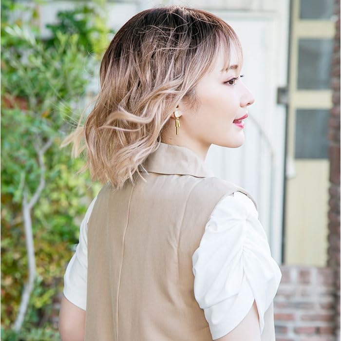 Priscilla All Wig Nude Wave Bob Perücke, hitzebeständig, dunkelbraun A-714