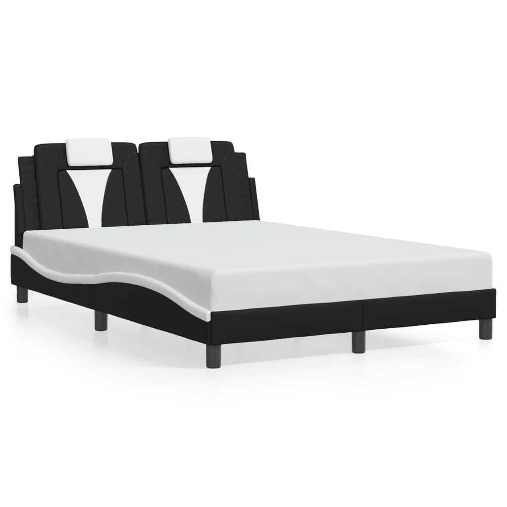 Viana Bed Frame with LED Lights without Mattress Black and White 140x200 cm