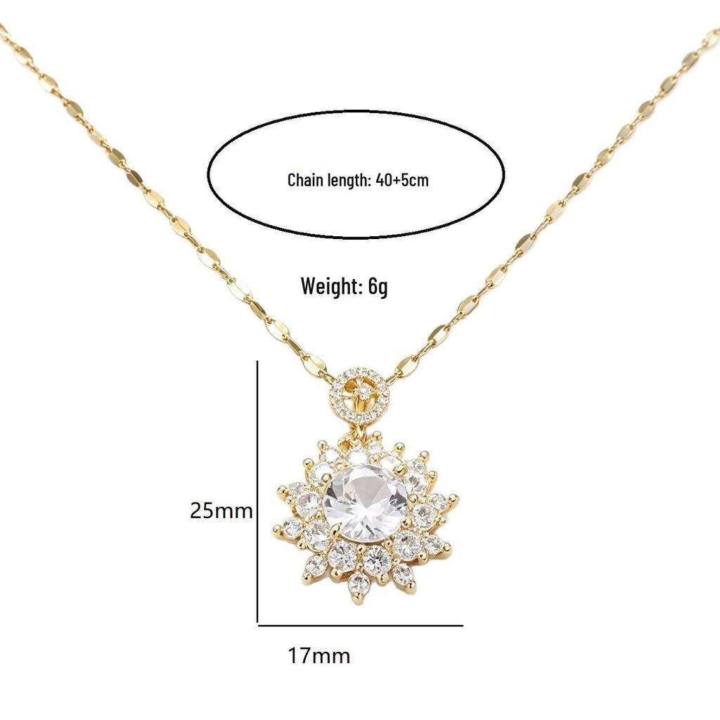 Sunflower Titanium Steel Diamond Clavicle Necklace for Women - Luxury & Versatile Choker Accessory