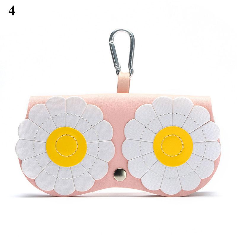 Estuche para Gafas de Cuero PU para Mujer a la Moda Dibujos Animados Portátil Almacenamiento de Gafas Colgante Bolsa Caja para Gafas de Sol Bolsas Fundas para Gafas white