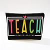 Teacher's Day Inspirational Slogan Makeup Bag - Portable Imitation Linen Zipper Pouch