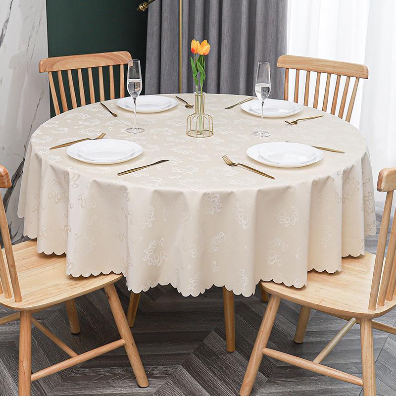 European Waterproof Tablecloth Fabric Oil-Proof And Anti-Scalding Leave-In Tablecloth Hotel Household Round Round Table Dining Table Cloth Tablecloth