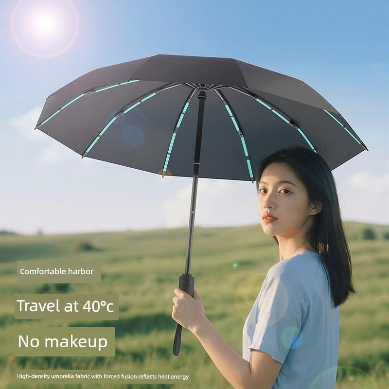Portable Automatic Umbrella, Enlarged, Thickened, and Reinforced, Dual-Purpose for Sun and Rain, Large Size, Suitable for Male and Female Students