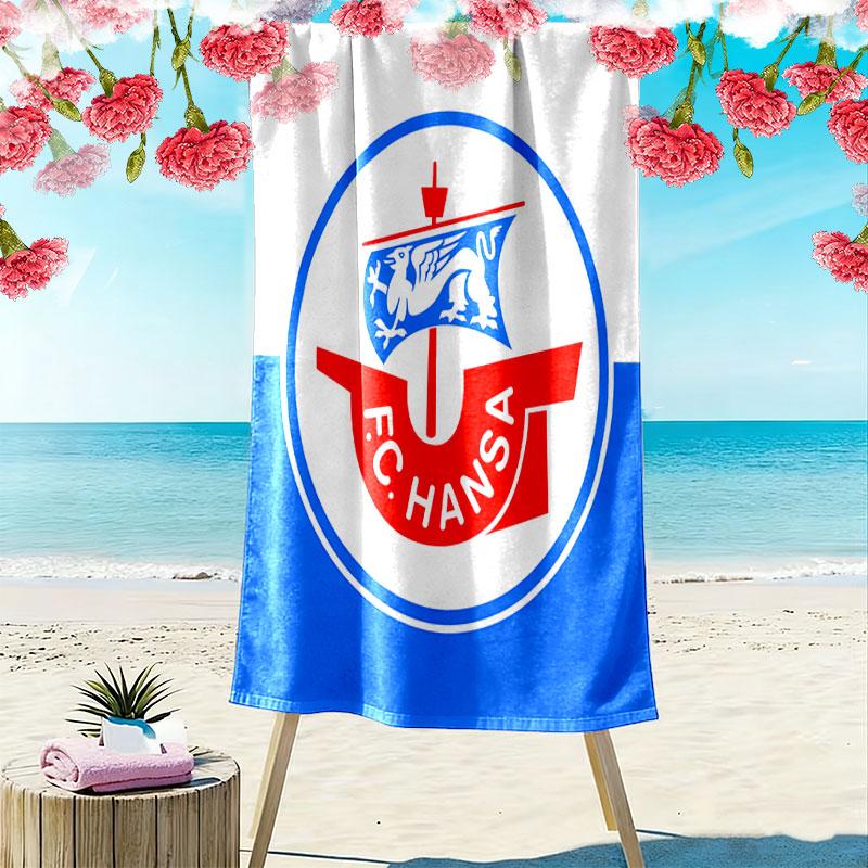 FC Hansa Print Strandtuch, Großes Weiches Schnelltrocknendes Handtuch für Strand Camping Schwimmen