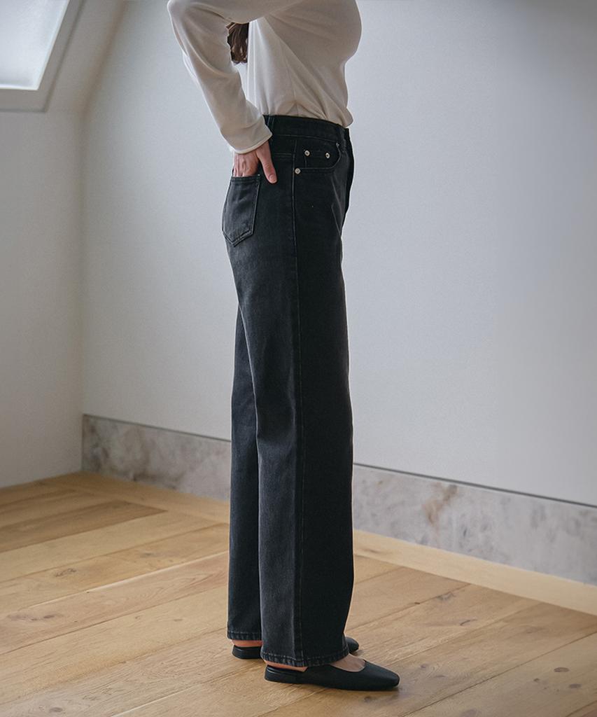 VEM.VER Semi-Wide Denim Pants_Black