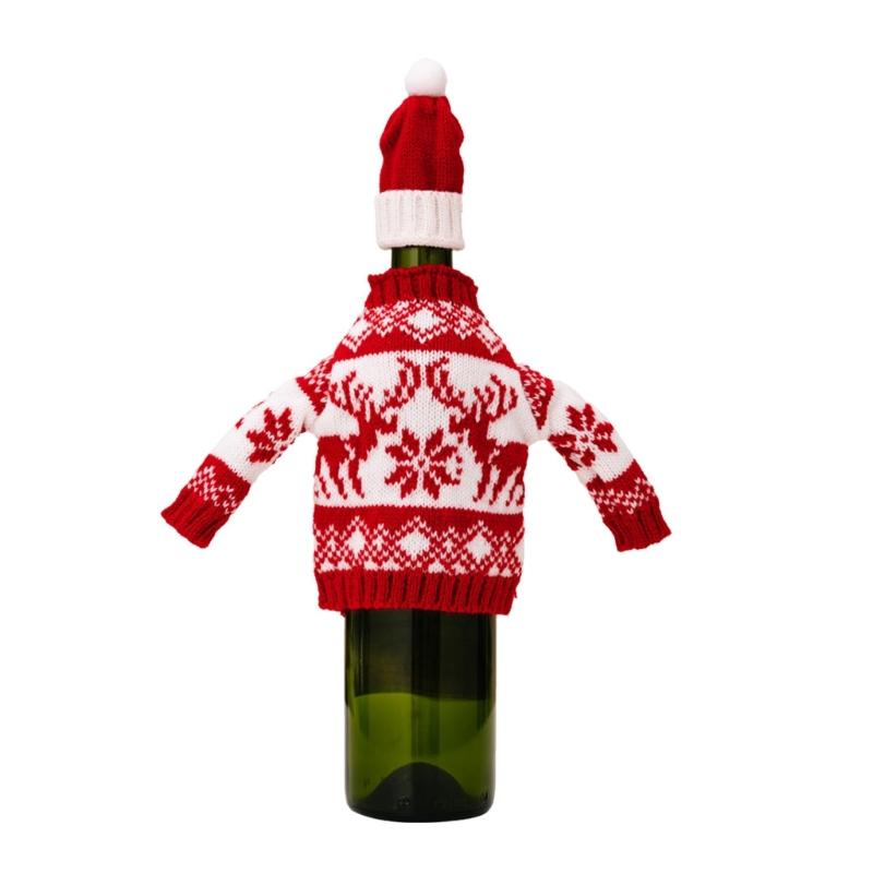 Holiday Wine Bottle Cover Festive Celebrations Woven Bags Party Dinner Decor 6XDE