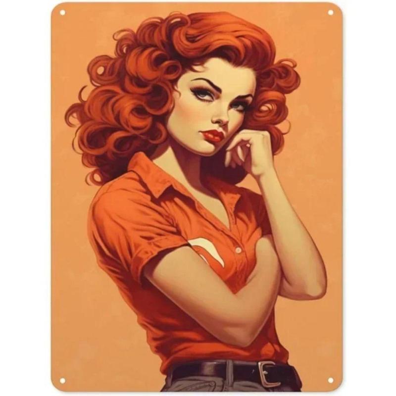 Pinup Girl Metal Tin Sign for Garage Workshop Decor 20x30cm