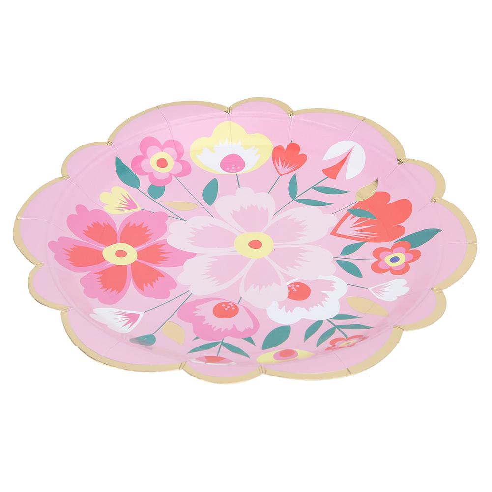 Flower Pattern Household Disposable Paper Plates Afternoon Tea Dishes Tableware Party Supplies