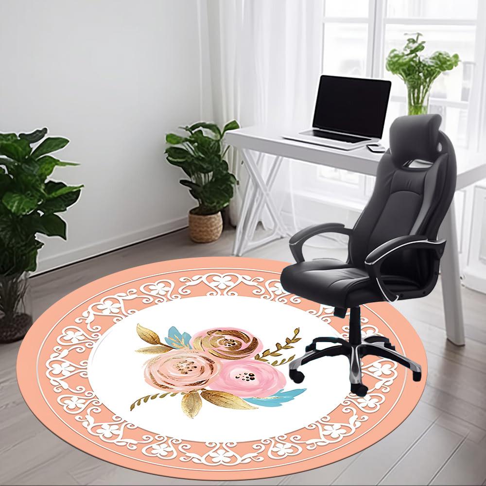 1pc Floral Decor Chair Carpet for Office, Non-slip, Soft and Durable Office Rug for Decoration, Perfect for Office yy260325072