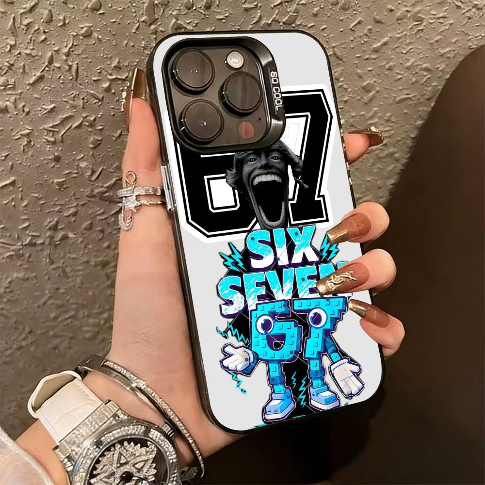 Six Seven 6 7 Phone Case For iPhone 17,16,15,14,13,12,11 Plus,Pro Max,XS,Colored Silver Plated Inside Cover
