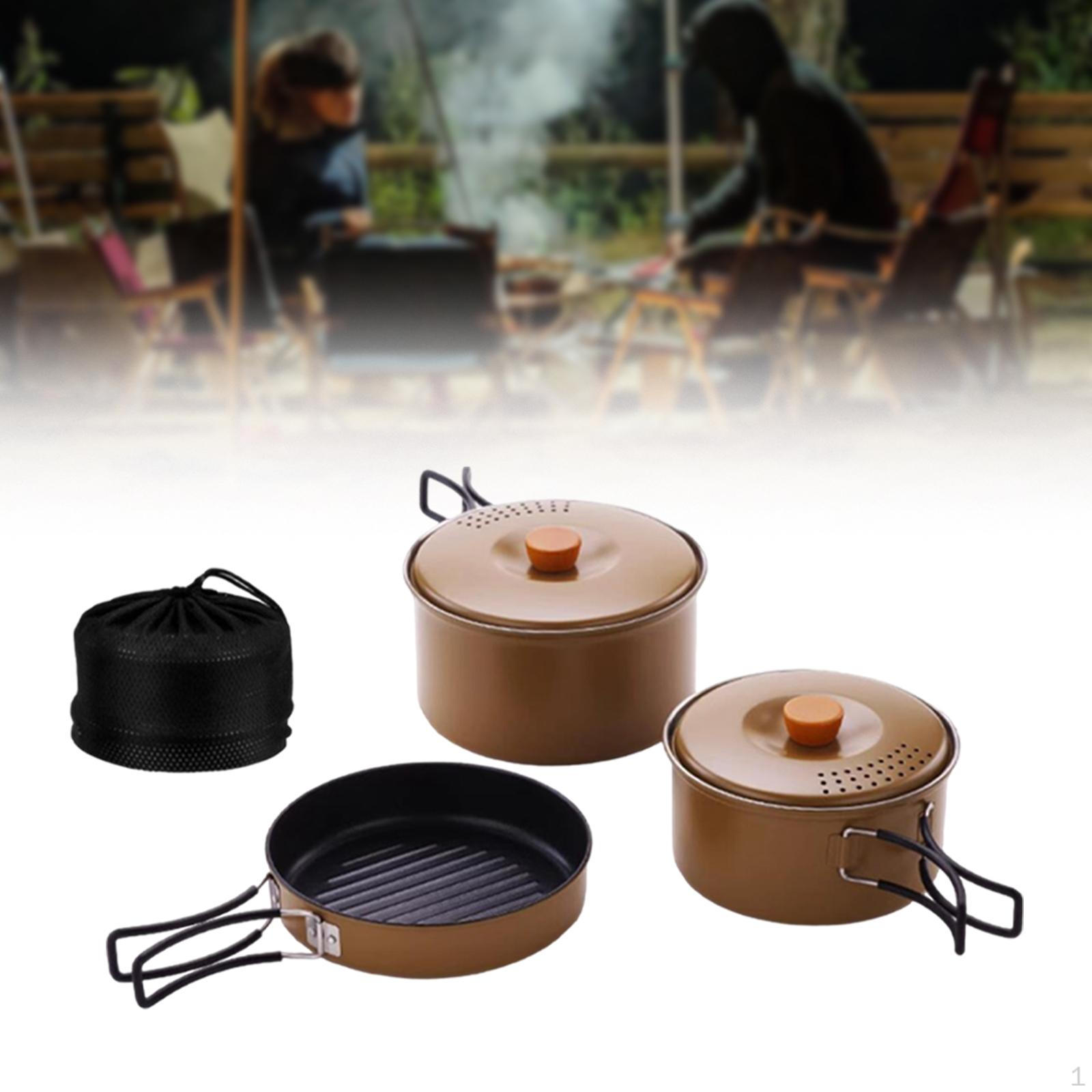 

Набор для приготовления пищи на природе из 3 предметов: кастрюли и сковородки для костра хаки