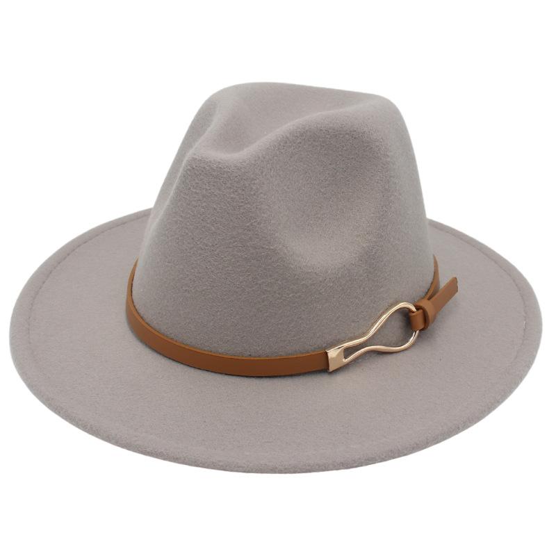 Foreign Trade Elegant Felt Hat Belt Buckle Top Hat Modified Face Jazz Hat British Dance Performance Woolen Hat Literature And Art