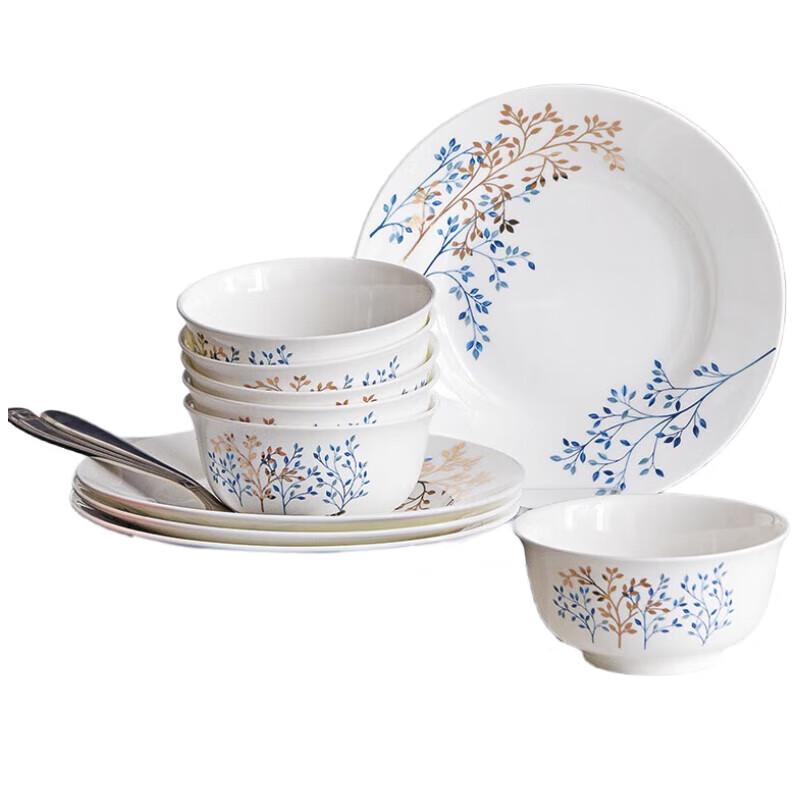 Tang Hui Golden Branches & Jade Leaves 10-Piece Bone China Dinnerware Set
