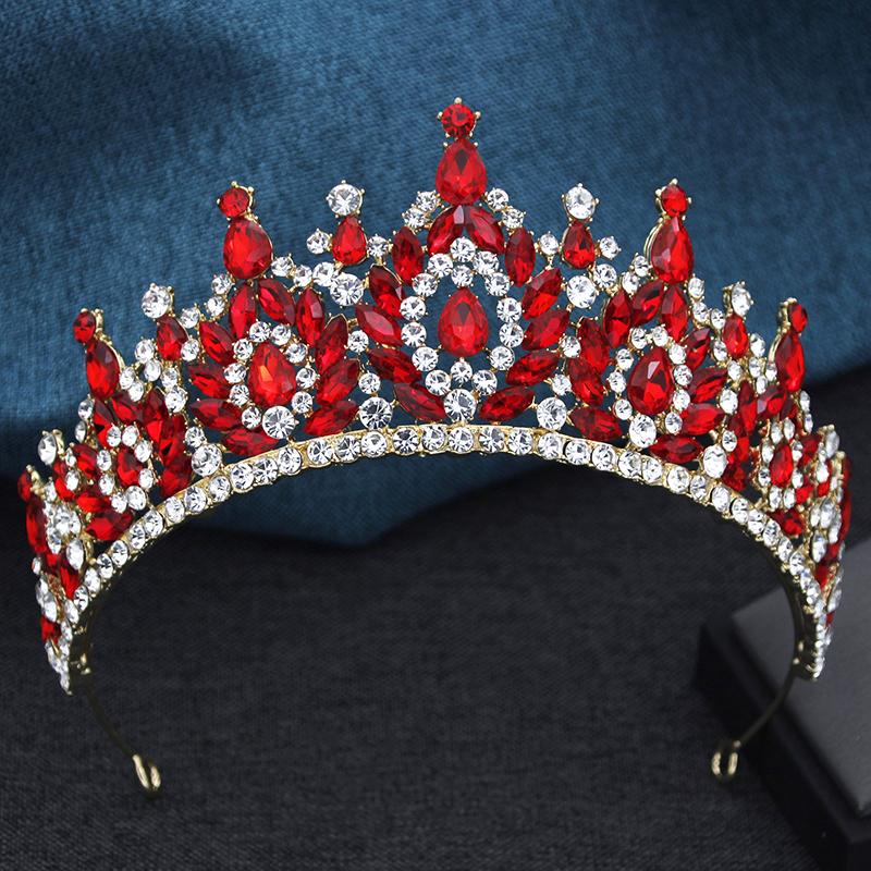 Wykwintne Czarne Kryształowe Tiary i Korony Ślubne dla Królowej Panny Młodej Nakrycie Głowy Bal Maturalny Ślubna Korona Biżuteria do Włosów Akcesoria
