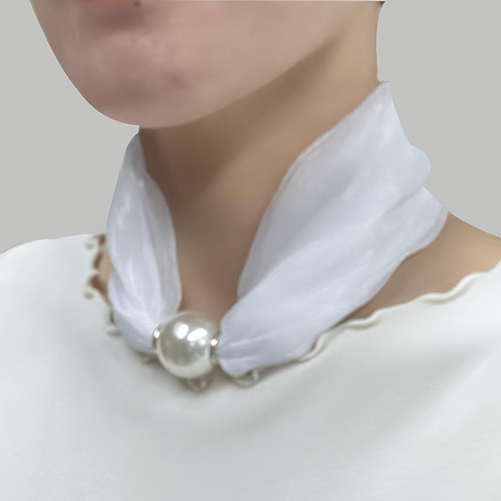 

Women s Elegant Decorative Scarf - Smooth Polyester Fabric, Solid Color, Yarn-Dyed, Inelastic, Hand Washable, Mature Occasion | Stylish Neckpiece | De белый