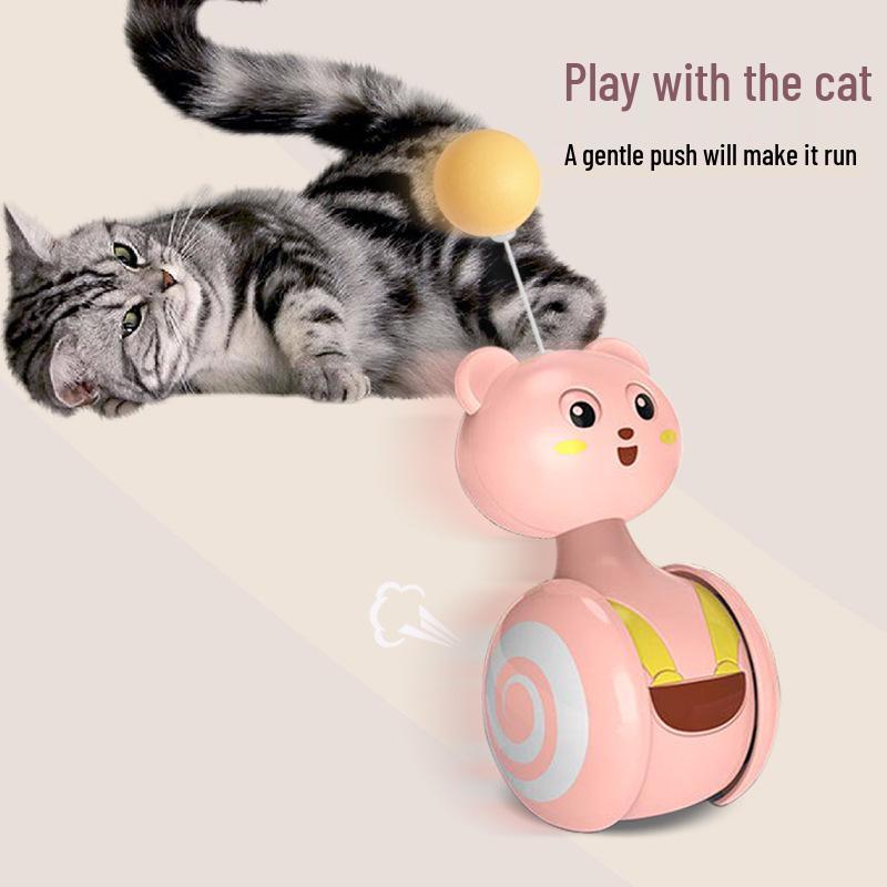 Interactive Tumbler Kitten Toy with Colorful Feather Teaser & Scratch Ball