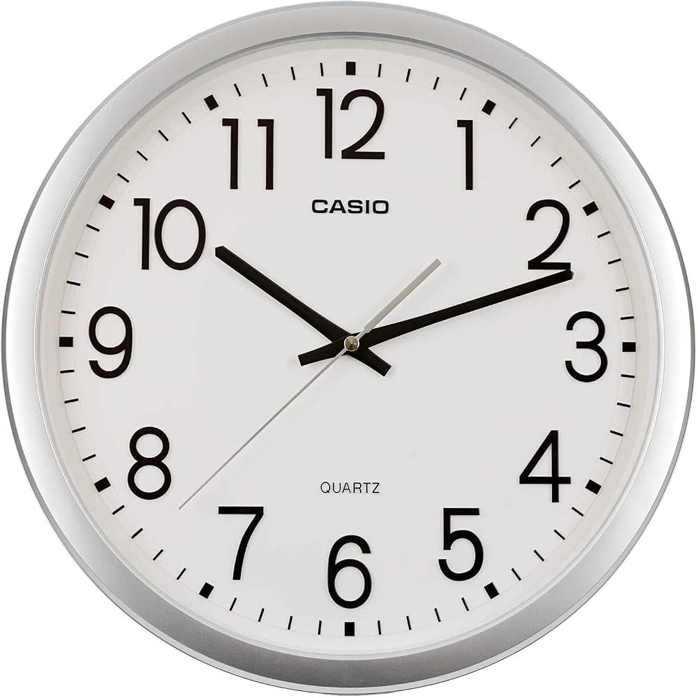 CASIO Wall Clock, Silver, Analog, Silent, Continuous Second Hand, Simple Design, Office Use, IQ-77-8JF