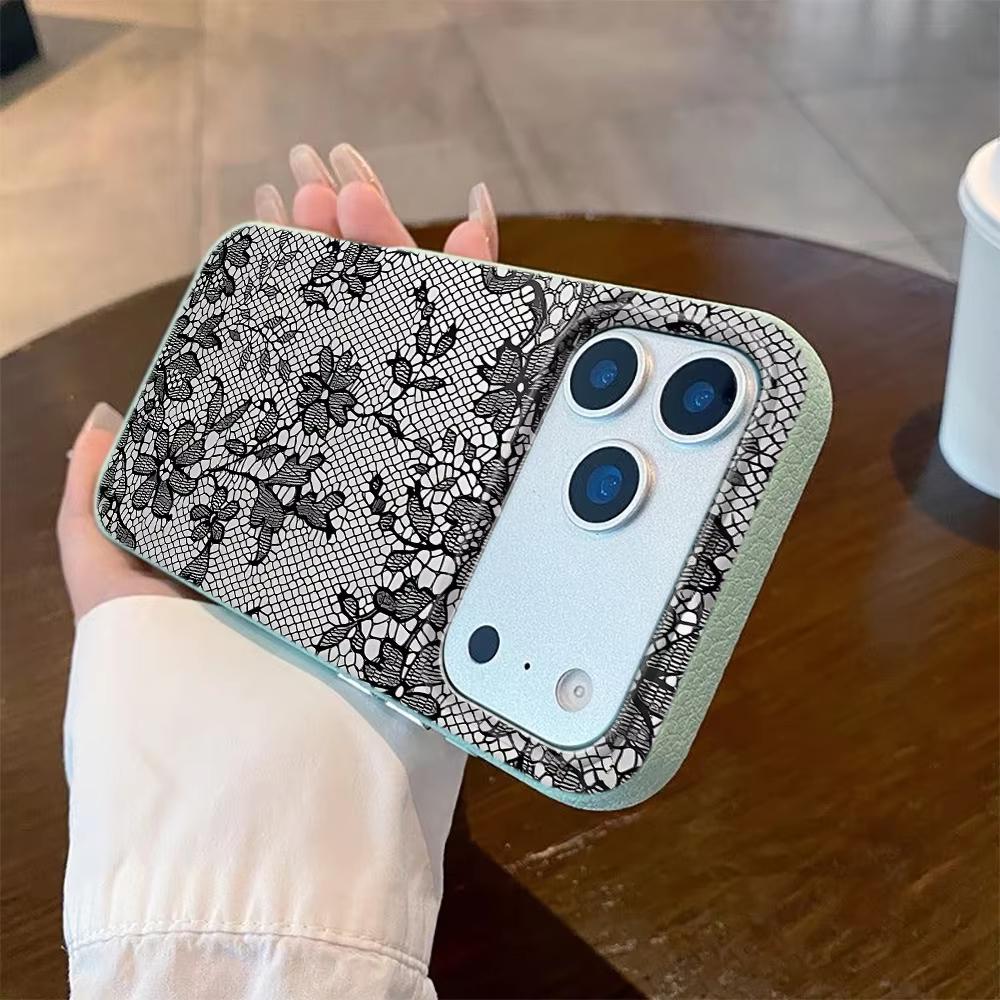 Lace Style Cool Girl Phone Case For iPhone 17 Pro Max 16 Pro 15 14 11 13 12 11 16E 17Air XR XS Lychee Textur Soft Cover